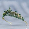 Baroque Princess Tiara for Women, Royal Queen Crown Diadem Headband, Crystal Costume Accessories for Prom Birthday, Green