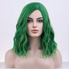 BERON Green Wig Short Wave Bob Wig Green Short Curly Wig Mix Green Wigs for Women Girls Wig Cap Include