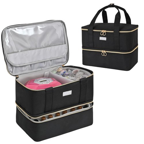 LEFOR·Z Nail Polish Organizer,Double-Layer Nail Organizers and Storage,Nail Polish Carrying Case for 40 Bottles (15ml-0.5 fl.oz) and Nail Lamp,Portable Nail Polish Holder for Nail Supplies
