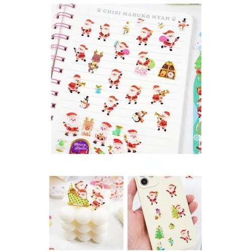 Mayatra's Kawaii Merry Christmas 3D Dropping Adhesive Sticker Cartoon Santa Claus Sticker DIY Scrapbook Decoration for Students Stationery Sticker Craft Stickers (Set of 4 Sheets)