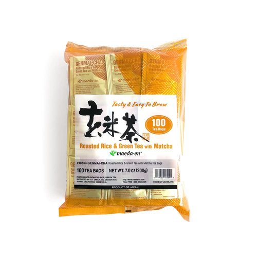 Authentic Maeda-en Japanese Genmai-cha Green Tea - 100 Foil-Wrapped Tea Bags (Pack of 2)
