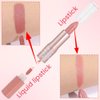 evpct 2 in 1 Rose Nude Glitter Shimmer Shiny lipstick & Liquid Lip Gloss, Metallic Dual Ended Lipstick with Hydrating Lightweight Formula, Shiny Glossy Lip Stick Makeup for Women stay on all Day 02
