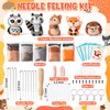 WATINC Set of 5 Woodland Wool Needle Felting Kit, Fox Owl Hedgehog Squirrel Raccoon Animal Doll Wool Felt Needle Felting Tools Foam Pad, DIY Needle Felting Craft Party Supplies for Beginners