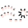 Hkanlre Bow Tie Press on Nails Black Coffin Fake Nails Tips Full Cover Pearl False Nails for Women and Girls 24PCS