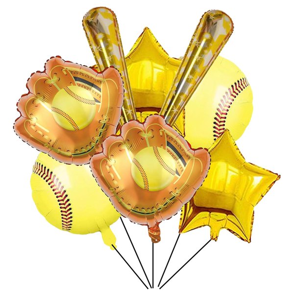 8PCS Softball Foil BalloonsSoftball Birthday Number Mylar Foil Balloon Softball Birthday Party Supplies Softball Birthday Decorations