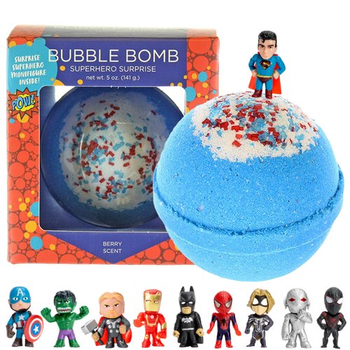 Superhero Bath Bombs for Kids with Surprise Toys Inside - Boys Bath Bombs with Superhero Toys (1 Pack) - Fruity Scent, Relaxing Aroma & Safe for Skin - Kids Bath Bombs for Boys & Girls by Two Sisters