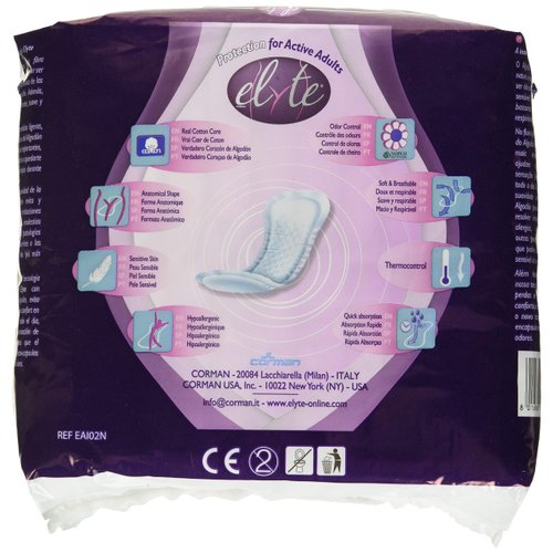 Elyte 100% Pure Cotton Bladder Control Pads-Sensitive Skin Safe, Normal, 24 Count