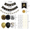 Gold Black Birthday Balloons Decorations Women Men Birthday Party Supplies Including Pom Poms Flowers Happy Birthday Banner Dots Garland Hanging Swirls and Balloons Confetti