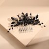 AUNEAL Hair Accessories for Women and Girls Bride Wedding Hair Comb Black Crystal Side Comb Bridal Hair Piece Leaf Headpiece Bridesmaid