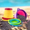 3pcs Foldable Beach Bucket, Kids Beach Bucket Silicone Fodable Beach Toys Potable and Space-Saving Beach Bucket for Toddlers, Easter Egg Hunts, Camping, Travel Fishing Water Pail