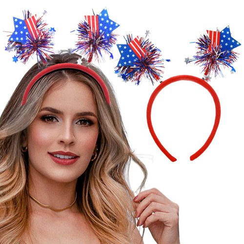 Goresory Independence Day Headbands American Flag Hairbands Patriotic Hair Band Glitter stars Hair Accessory for Women and Girls