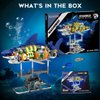 INSOON Mechanical Shark Building Set with LED Light, 687 PCS Movable Ocean Animal with Display Stand, Sea Fish Building Block Toy, Home Decor Gift for Adults Teens Kids Boys Ages 12+