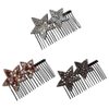 Pokinge 3pcs Sweet Rhinestone Star Hair Comb Metal Side Hair Combs With Long Teeth Slide Hair Clips Fixed Combs Hair Accessories U Shape Hair Styling Comb