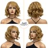 Wiginway Short Wavy Soft Heat Resistant Fiber Synthetic Wigs Natural Looking Premium Hair for Women 10 Inch Strawberry Blonde