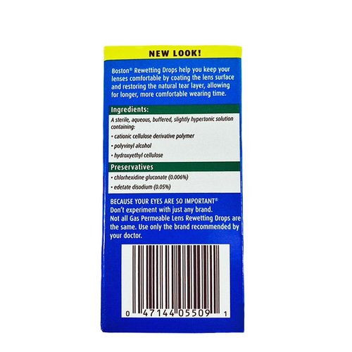 Boston Rewetting Drops for Rigid Gas Permeable Contact Lenses - 0.33 Ounce, 6 Pack