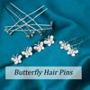 YISSION 20PCS Silver Butterfly Bridal Hair Pins for Women Flower Hair Pin Pearl Hair Pins Rhinestone Wedding Hair Accessories for Brides