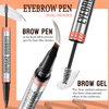 Eyebrow Pencil with Eyebrow Gel, Ruicen 2-in-1 Microblading Eyebrow Pen and Brow Gel with 4 Fork Tip, Real-Looking-Fill Define and Shape Brows, 24H Wear, Waterproof & Smudge-proof, Light Brown