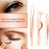 Arroyner 3Pcs Eyelashes Tool Fake Lash Applicator Lash Tools Fake Eyelashes Scissors (Rose Golden)