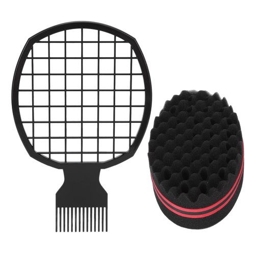 Curl Sponge Set, Professional Portable Afro Hair Sponge Comb Styling Sponge Hair Comb Sponge Magi...