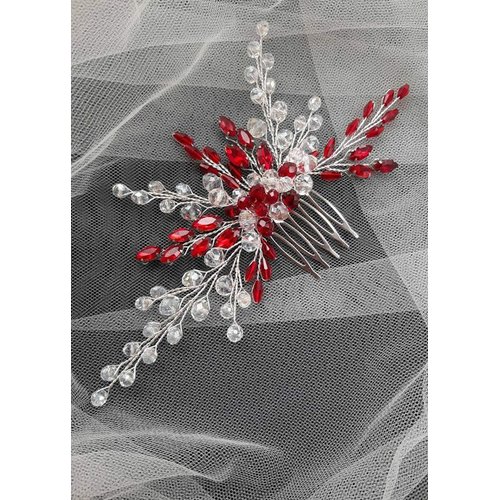 Kercisbeauty Women Red Hair Comb Wedding Bridal Crystal Clip Bridesmaid Hair Dress Prom Special Occasion Hair Accessories