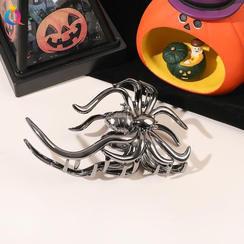 Metal Spider Shark Hair Clips - Cute Ponytail Holders for Thick or Thin Hair, Non-Slip Punk Black Claw Clips, Halloween Hair Accessories (1Pc)