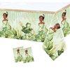 Princess Tablecloth Green Floral Birthday Party Table Covers Princess and Frog Girls Birthday Party Decorations Supplies 70.8 x 42.5 in (2)