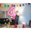 40 Inch Crown Pink Number 4 Balloon, Big Conjoined Baby Pink Foil Mylar Helium 4 Balloon | Girls 4th Birthday Party Balloon Pink Princess Theme Birthday Party Decorations Supplies Favors