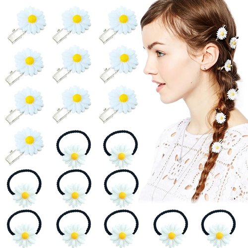 20 PCS Daisy Flower Hair Clips Mini Flower Hair Pins Bridesmaid Hair Accessories for Women Girl Beach Wedding Decor