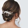 CASOLVX Wedding Pearl Hair Comb Handmade Flower Side Comb Delicate Bridal Hair Accessories for Brides and Bridesmaids with Wedding Party and Dinner