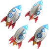 4D Big 28'' Selfstand Spacecraft Rocket Balloons Galaxy Themed Birthday Party Decor Kids Party Supplies, 4 Pack UFO Spaceman Astronaut Party Decorations Universe Planet Outer Space Mylar Foil Balloons