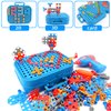 Fiveisix 298Pcs Dinosaur Toy Magic Montessori Play Toolbox for Kids, 2D/3D Creativity Tool Box with Drill, Design and Drill Montessori Toys for 3 4 5 Year Old, Toddler Tool Set Kids Workbench playset