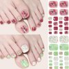 8 Sheets Toe Nail Stickers Diamond Charm Full Nail Wraps Glitter Toenail Nail Polish Strips Marble Decals Colorful Sparkly Rhinestones Toe Nail Wraps Toes Nails with 8pcs Nail file for Women Manicure
