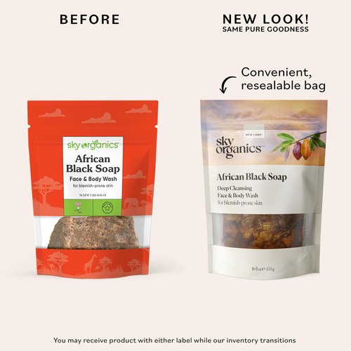 Sky Organics - African Black Soap Bar, 16 oz - Deep Cleansing Face Wash & Body Wash - Cocoa Pod Ash - Blemish, Oily & Combo Skin - Natural, Vegan & Cruelty Free - Skin Care & Self Care