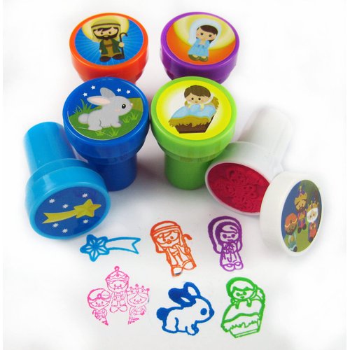 TINYMILLS 24 Pcs Nativity Christian Religious Stampers for Kids Holiday Party Goody Bag Sunday School Party Supplies Classroom Rewards