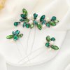 Casdre Green Rhinestone Bridal Hair Pins Silver Crystal Bride Wedding Hair Pieces Pearl Hair Accessories for Women and Girls (Pack of 3)