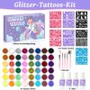 Temporary Glitter Tattoos Kit for Kids,48 Glitter Colors, 178 Stencils,4 Glue,5 Brushes,Adults and Kids Arts Glitter Kit,Wonderful Holiday Gifts for Girls & Boys.