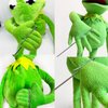 Lacroky Kermit Frog Puppet with Puppets Control Rod & 50 Pcs Kermit The Frog Puppet Stickers, Hand Kermit Puppet Soft Stuffed Plush Toy for Boys & Girls - 24 Inches