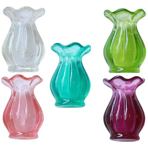 Toyvian 5pcs Mini Vase Resin Doll Vase Miniature Dollhouse Items Tiny Houses Accessories Doll Vases Dollhouse Home Decoration Dollhouse Stuff Micro Flower Vase Work Desktop Statue Plastic