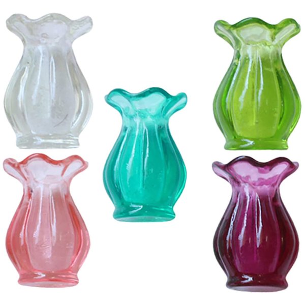 Toyvian 5pcs Mini Vase Resin Doll Vase Miniature Dollhouse Items Tiny Houses Accessories Doll Vases Dollhouse Home Decoration Dollhouse Stuff Micro Flower Vase Work Desktop Statue Plastic