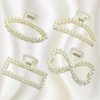 Pearl Claw Clip, UNLONLEG 4 Pack Medium Pearl Hair Clips for Thin & Thick Hair, Nonslip Strong Hold Claw Clip Barrettes, Pearl Hair Accessories for Women & Girls, Fancy Hair Clips for Party(B#)