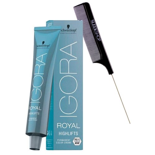 Schwarzköpf IGORA ROYAL HIGHLIFTS Permanent Hair Color Creme Dye (w/Sleek Comb) High Lift Cream Haircolor w/Fibre Bond Lifting (10-1 Ultra Light Ash Blonde)
