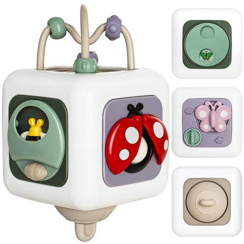 Aprilwolf Montessori Educational Insect Busy Cube Toys for 1+ Year Old Boys Girls, Airplane Travel Sensory Toys for Toddlers 1-3, 1st Birthday Gifts 6 12 Months