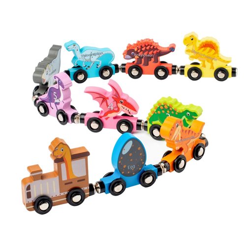 Dinosaur Toy Set,Magnetic Wooden Dinosaur Train Set for Toddlers Age 3 4 5,Montessori Learning Educational Toys Dinosaur Themed Party Birthday Gifts for Boys Girls 3-5 Yrs
