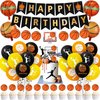 Basketball Party Supplies Happy Birthday Banner, Sneakers Basketball Cake Topper & Basketball Themed Balloons for Kids, Teenagers, Boys and Basketball Fans, Slam Dunk Basketball Party Decoration