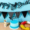 3 Pieces Fishing Birthday Banner Decoration Fisherman Cake Topper Triangle Banner Glitter Fishing Happy Birthday Cake Decoration for Men Boys Kids Black Go Fishing Theme Birthday Party Supplies