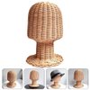 Hat Display Stand Rattan Mannequin Stand Display Showcase Hat Cap Hair Wig Stand Holder Handmade Wicker Exhibition Salon Barber Shop Beautician Hairdresser Hair Stylist Demo