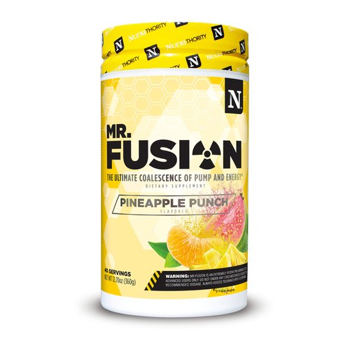 Nutrithority Mr.Fusion Pre Workout Supplement, Pineapple Punch, 40 Servings - Intense Focus & Pumps, Nitric Oxide Booster, No Crash - Powerful Energy Powder to Increase Strength & Gains