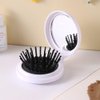 2Pcs Folding Travel Hair Brush with Mirror, Round Portable Folding Pocket Hair Brush Mini Hair Massage Compact Mirror with Comb Travel Size for Men Women Styling Tools and Appliances(Black and Pink)
