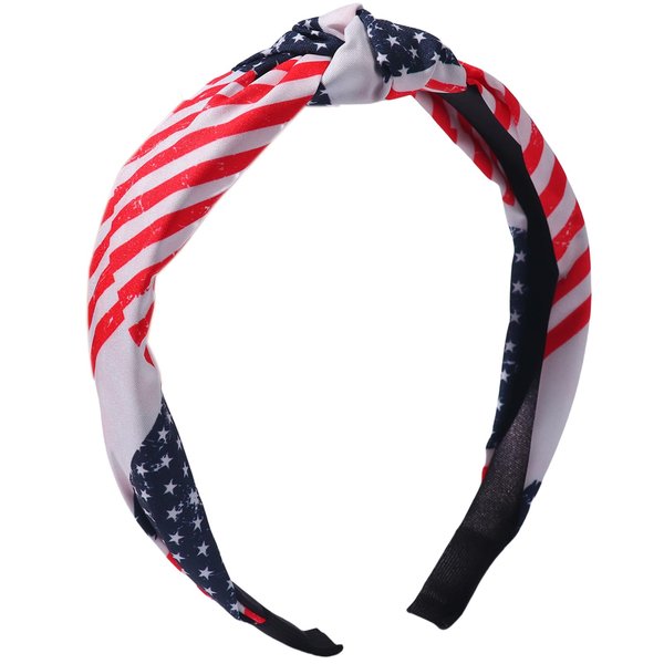 BELSITA 4th of July Headband Patriotic Hair Accessories for Women Girls USA Flag Stripe Hair Band Non Slip Wide Knotted Independence Day Head Band 1 Pcs