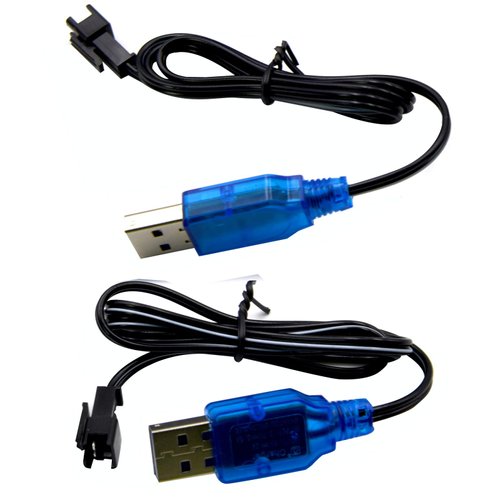 Blomiky 2 Pack 3.7V USB Charger Cable with SM-2P Plug Connector for Mini RC Amphibious Stunt Car Boat Trucks 3.7V Li-ion and Li-Po Battery / 3.7V USB 2